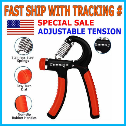 Hand Grip Strength Power Trainer Gripper Strengthener Adjustable Gym Exerciser